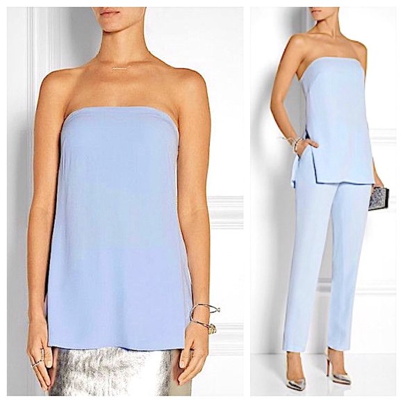 New Adam Lippes Strapless Crepe Bustier Top in Ivory - Picture 1 of 12